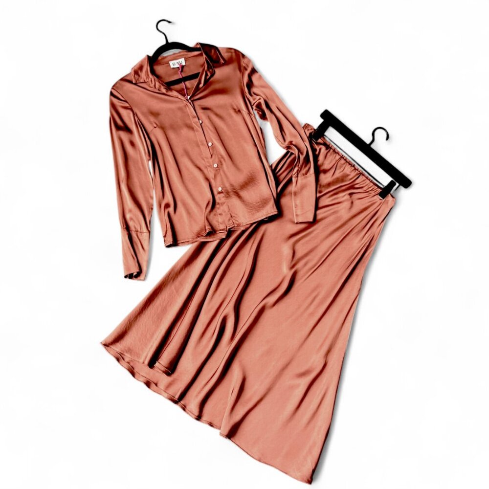 Terracotta Satin Skirt